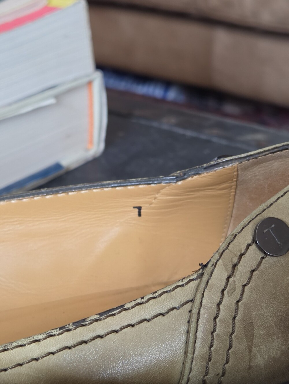 TOD'S Olive Green Leather Square Toe Slip-On Moccasin Loafers - Picture 8 of 10